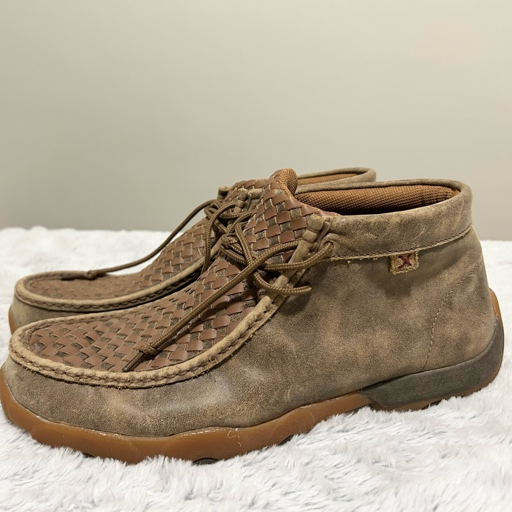 Twisted X Boots Mens 11 Bomber Driving Moc Toe Brown WOVEN - Chukka Western